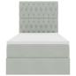 Preview: Bett mit Stauraum und LED mit LED Hellgrau 100 x 200 cm Samt