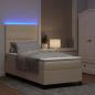 Preview: ARDEBO.de - Boxspringbett mit Matratze mit LED Creme 90 x 190 cm Stoff
