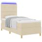 Preview: LED Boxspringbett mit Matratze Creme 90 x 190 cm Stoff