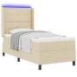 Preview: LED Boxspringbett mit Kopfteil Creme 90 x 190 cm Stoff