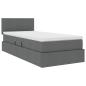 Preview: ARDEBO.de - Bett mit Stauraum und LED mit LED Dunkelgrau 90 x 190 cm Stoff