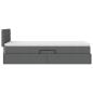 Preview: ARDEBO.de - LED-Speicherbett mit Matratze Dunkelgrau 90 x 190 cm Stoff
