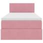 Preview: Bett mit Stauraum und LED mit Matratze Rosa 90 x 190 cm Samt