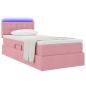 Preview: Bett mit Stauraum und LED mit Matratze Rosa 90 x 190 cm Samt