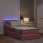 Preview: Bett mit Stauraum und LED mit Matratze Rosa 90 x 190 cm Samt