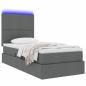 Preview: LED-Speicherbett mit Matratze Dunkelgrau 90 x 190 cm Stoff