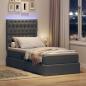 Preview: ARDEBO.de - Bett mit Stauraum und LED Dunkelgrau 90 x 190 cm Polyester