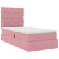 Preview: Bett mit Stauraum und LED mit Matratze Rosa 90 x 190 cm Samt