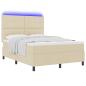 Preview: Boxspringbett mit Matratze mit LED Creme 140 x 200 cm Stoff