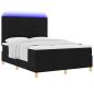 Preview: LED Boxspringbett mit Matratze Schwarz 140 x 190 cm Stoff