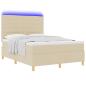 Preview: LED Boxspringbett mit Matratze Creme 140 x 200 cm Stoff