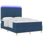 Preview: LED Boxspringbett mit Matratze Blau 140 x 200 cm Stoff