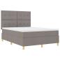 Preview: LED Boxspringbett mit Matratze Taupe 140 x 200 cm Stoff