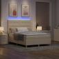 Preview: LED Boxspringbett mit Matratze Creme 140 x 200 cm Stoff