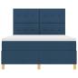 Preview: LED Boxspringbett mit Matratze Blau 140 x 200 cm Stoff