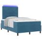 Preview: LED Boxspringbett mit Matratze Dunkelblau 120 x 200 cm Stoff
