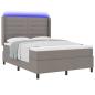 Preview: LED Boxspringbett mit Matratze Taupe 140 x 190 cm Stoff