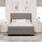 Preview: LED Boxspringbett mit Matratze Taupe 140 x 190 cm Stoff