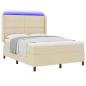 Preview: LED Boxspringbett mit Matratze Creme 140 x 200 cm Stoff