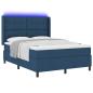 Preview: LED Boxspringbett mit Kopfteil Blau 140 x 200 cm Stoff