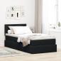 Preview: ARDEBO.de - Bett mit Stauraum und LED mit LED Schwarz 100 x 200 cm Samt