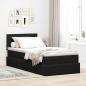 Preview: ARDEBO.de - Bett mit Stauraum und LED mit LED Schwarz 100 x 200 cm Samt