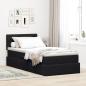 Preview: ARDEBO.de - Bett mit Stauraum und LED mit LED Schwarz 100 x 200 cm Samt