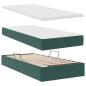 Preview: Bett mit Stauraum und LED mit LED Dunkelgrün 90 x 190 cm Samt