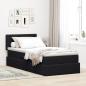 Preview: ARDEBO.de - Bett mit Stauraum und LED mit LED Schwarz 100 x 200 cm Samt