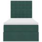 Preview: Aufbewahrungsbett mit Matratze Dunkelgrün 90 x 190 cm Samt