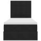 Preview: Bett mit Stauraum und LED mit LED Schwarz 100 x 200 cm Samt