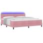 Preview: LED Boxspringbett mit Matratze mit LED Rosa 200 x 200 cm Samt