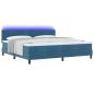 Preview: LED Boxspringbett mit Matratze Dunkelblau 200 x 200 cm Samt