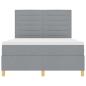 Preview: ARDEBO.de - LED Boxspringbett mit Matratze Hellgrau 140 x 190 cm Stoff