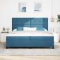 Preview: LED Boxspringbett mit Matratze Dunkelblau 200 x 200 cm Stoff