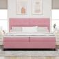 Preview: LED Boxspringbett mit Kopfteil Rosa 200 x 200 cm Samt