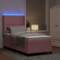 Preview: ARDEBO.de - Boxspringbett mit Matratze mit LED Rosa 100 x 200 cm Samt