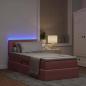 Preview: Bett mit Stauraum und LED mit Matratze Rosa 100 x 200 cm Samt