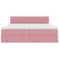 Preview: Bett mit LED-Lichtleisten mit Kopfteil Rosa 200 x 200 cm Samt