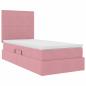 Preview: Bett mit Stauraum und LED mit Matratze Rosa 100 x 200 cm Samt
