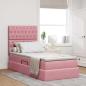 Preview: ARDEBO.de - Bett mit Stauraum und LED mit Matratze Rosa 100 x 200 cm Samt