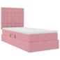 Preview: Bett mit Stauraum und LED mit Matratze Rosa 100 x 200 cm Samt