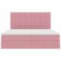 Preview: Bett mit LED-Lichtleisten mit Kopfteil Rosa 200 x 200 cm Samt