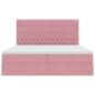 Preview: Bett mit LED-Lichtleisten mit Kopfteil Rosa 200 x 200 cm Samt