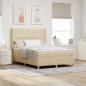 Preview: ARDEBO.de - Boxspringbett mit Kopfteil Creme 140 x 190 cm Stoff
