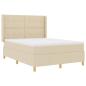 Preview: Boxspringbett mit Kopfteil Creme 140 x 190 cm Stoff
