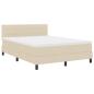 Preview: Boxspringbett mit Matratze mit LED Creme 140 x 190 cm Stoff