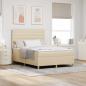 Preview: ARDEBO.de - LED Boxspringbett mit Matratze Creme 140 x 190 cm Stoff