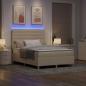 Preview: LED Boxspringbett mit Matratze Creme 140 x 190 cm Stoff