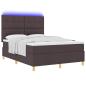 Preview: LED Boxspringbett mit Matratze Dunkelbraun 140 x 190 cm Stoff
